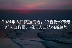 2024年人口数据揭晓，13省份公布最新人口数量，揭示人口结构新趋势