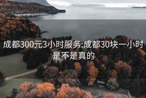 成都300元3小时服务:成都30块一小时是不是真的