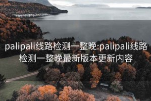 palipali线路检测一整晚:palipali线路检测一整晚最新版本更新内容