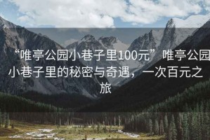 “唯亭公园小巷子里100元”唯亭公园小巷子里的秘密与奇遇，一次百元之旅