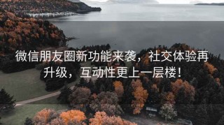 微信朋友圈新功能来袭，社交体验再升级，互动性更上一层楼！