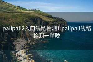 palipali2入口线路检测1:palipali线路检测一整晚