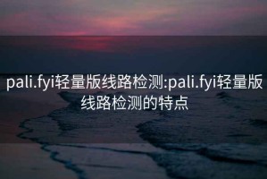 pali.fyi轻量版线路检测:pali.fyi轻量版线路检测的特点