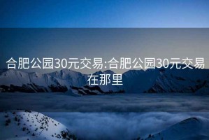 合肥公园30元交易:合肥公园30元交易在那里