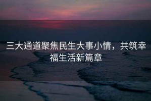 三大通道聚焦民生大事小情，共筑幸福生活新篇章