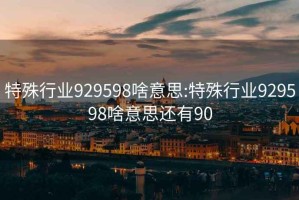 特殊行业929598啥意思:特殊行业929598啥意思还有90