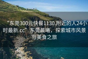 “东莞300元快餐1130.附近的人24小时最新.cc”东莞晨曦，探索城市风景与美食之旅