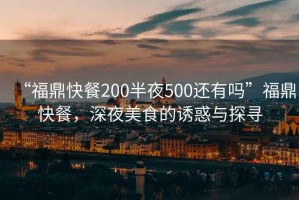 “福鼎快餐200半夜500还有吗”福鼎快餐，深夜美食的诱惑与探寻