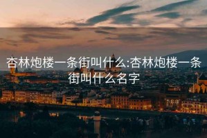 杏林炮楼一条街叫什么:杏林炮楼一条街叫什么名字