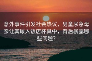 意外事件引发社会热议，男童尿急母亲让其尿入饭店杯具中，背后暴露哪些问题？