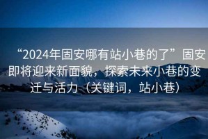 “2024年固安哪有站小巷的了”固安即将迎来新面貌，探索未来小巷的变迁与活力（关键词，站小巷）