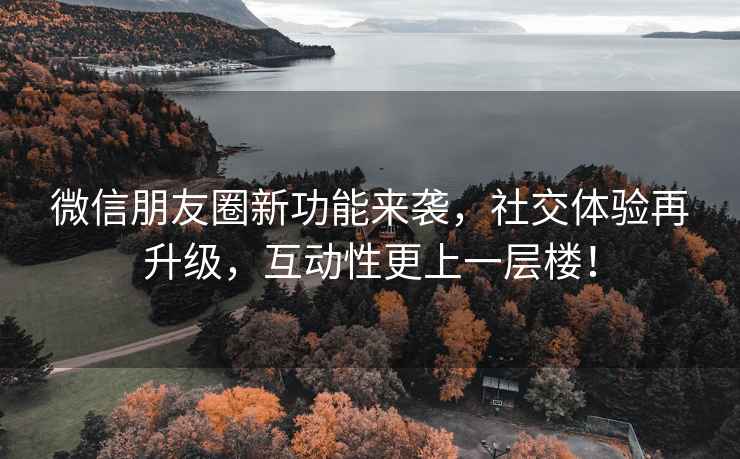 微信朋友圈新功能来袭，社交体验再升级，互动性更上一层楼！