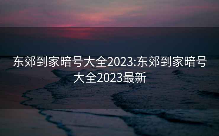 东郊到家暗号大全2023:东郊到家暗号大全2023最新