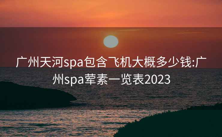 广州天河spa包含飞机大概多少钱:广州spa荤素一览表2023