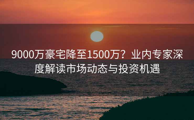 9000万豪宅降至1500万？业内专家深度解读市场动态与投资机遇