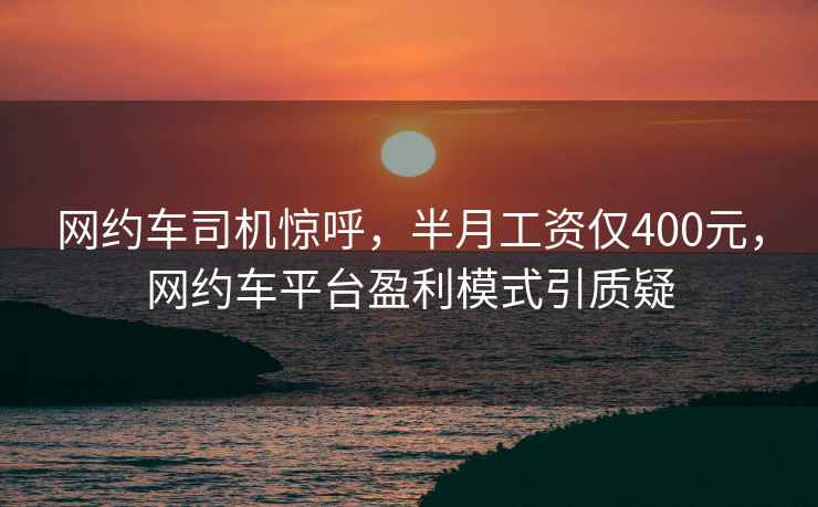 网约车司机惊呼，半月工资仅400元，网约车平台盈利模式引质疑