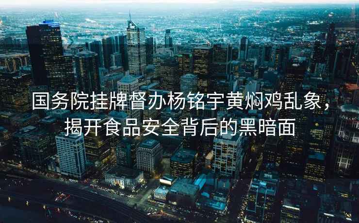 国务院挂牌督办杨铭宇黄焖鸡乱象，揭开食品安全背后的黑暗面