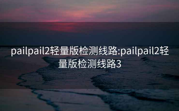 pailpail2轻量版检测线路:pailpail2轻量版检测线路3