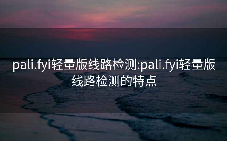 pali.fyi轻量版线路检测:pali.fyi轻量版线路检测的特点