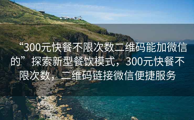 “300元快餐不限次数二维码能加微信的”探索新型餐饮模式，300元快餐不限次数，二维码链接微信便捷服务