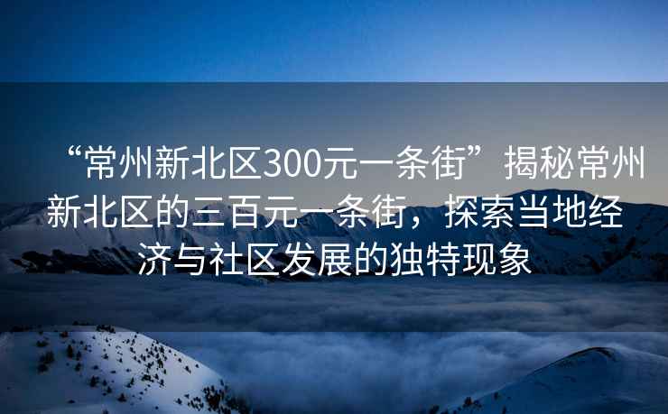 “常州新北区300元一条街”揭秘常州新北区的三百元一条街，探索当地经济与社区发展的独特现象