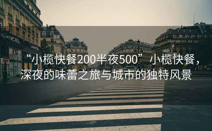 “小榄快餐200半夜500”小榄快餐，深夜的味蕾之旅与城市的独特风景