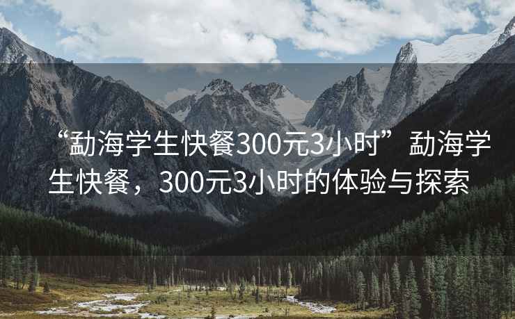 “勐海学生快餐300元3小时”勐海学生快餐，300元3小时的体验与探索