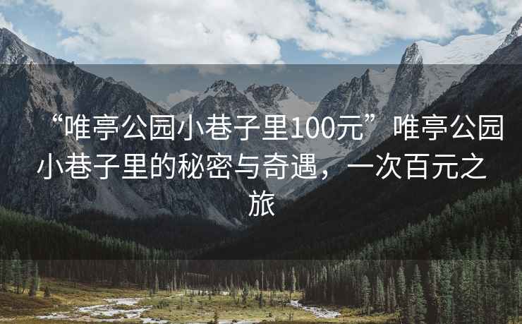 “唯亭公园小巷子里100元”唯亭公园小巷子里的秘密与奇遇，一次百元之旅