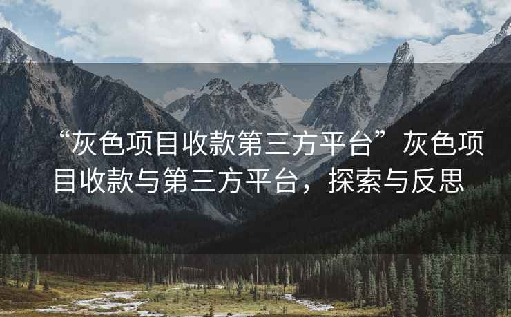 “灰色项目收款第三方平台”灰色项目收款与第三方平台，探索与反思